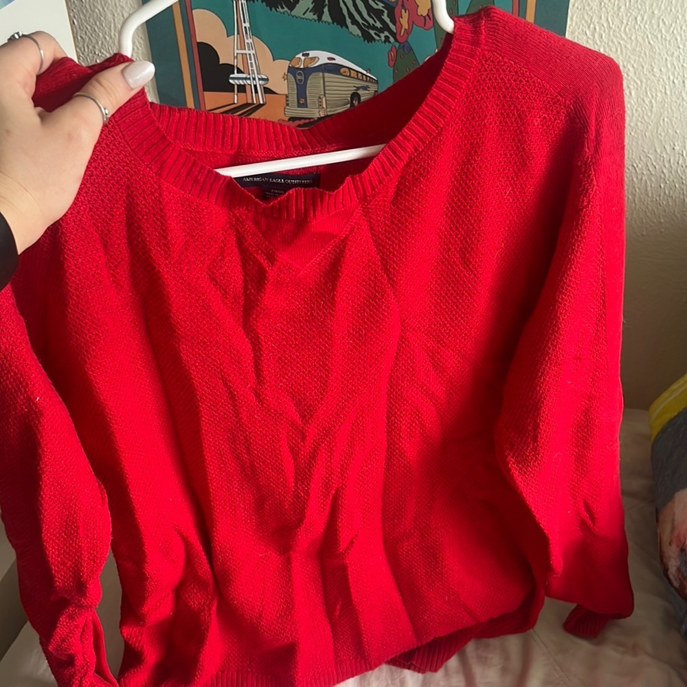 size small american eagle red sweater brand new